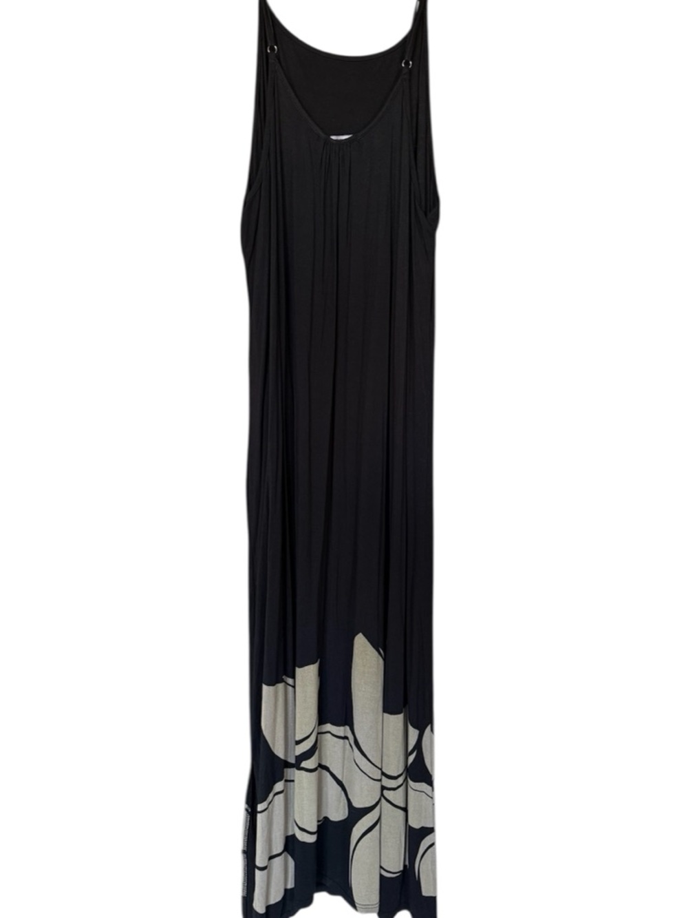 Women’s Black Sleeveless Maxi Dress w/ Hawaiian Contrast Hem Size 3XL Cute